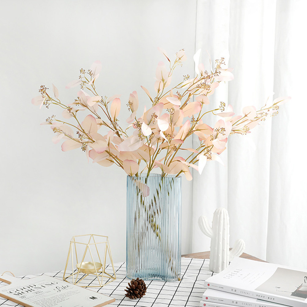Photography Lighting Home - 1個入り人工ユーカリの葉 ライトピンク リアルなシルクフラワー装飾 結婚式 パーティー ホームフォトグラフィー用小道具