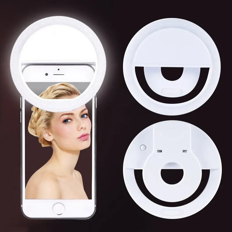 Photography Lighting Studio - USB充電式LEDリングライト,電話クリップ,写真,ビデオ,iPhone, Samsung, Xiaomi用