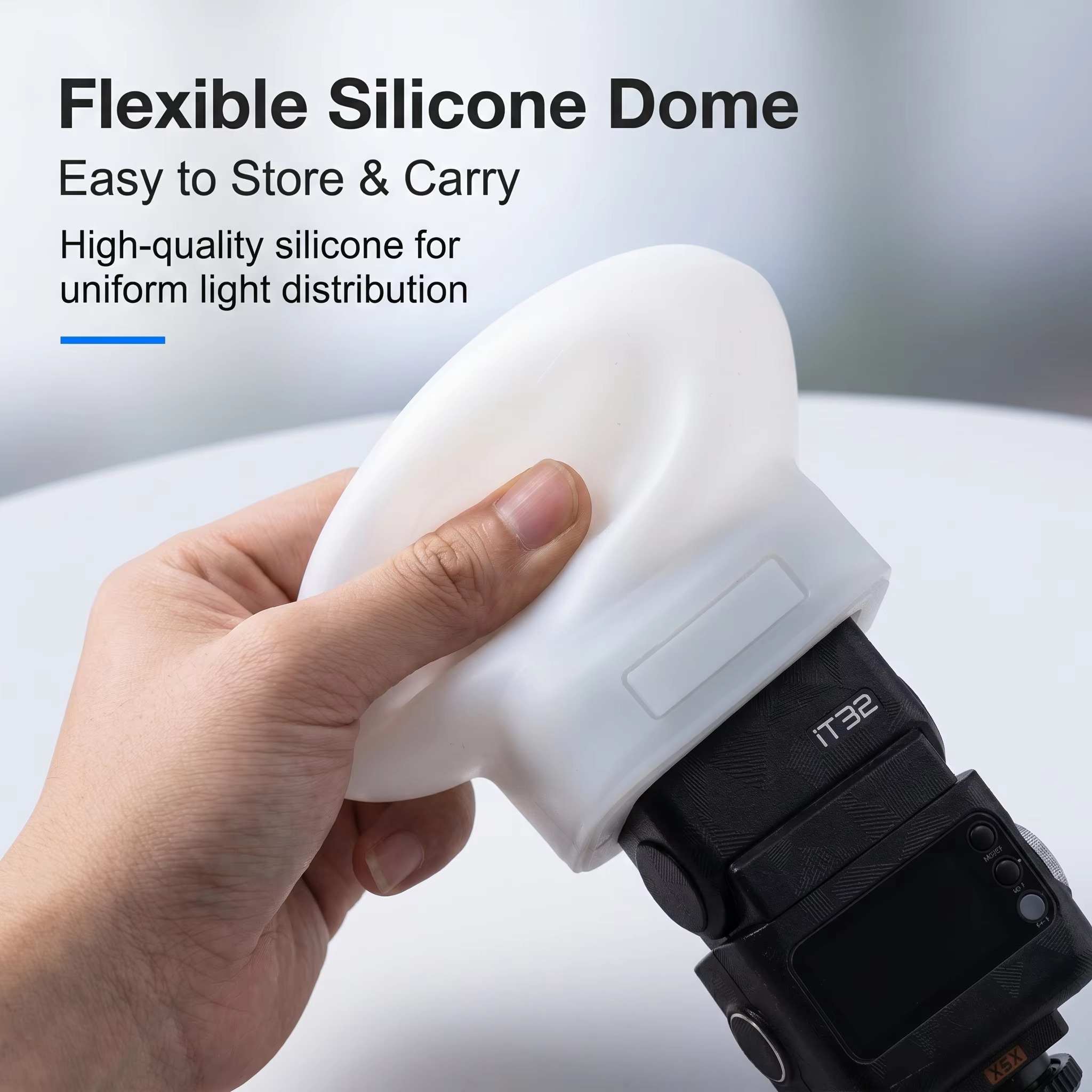 Photography Lighting Diffuser - シリコンフラッシュディフューザーカバー Godox IT32対応 ソフトライト ハードシャドウ除去 ポータブル写真撮影用フィルライトフラッシュ