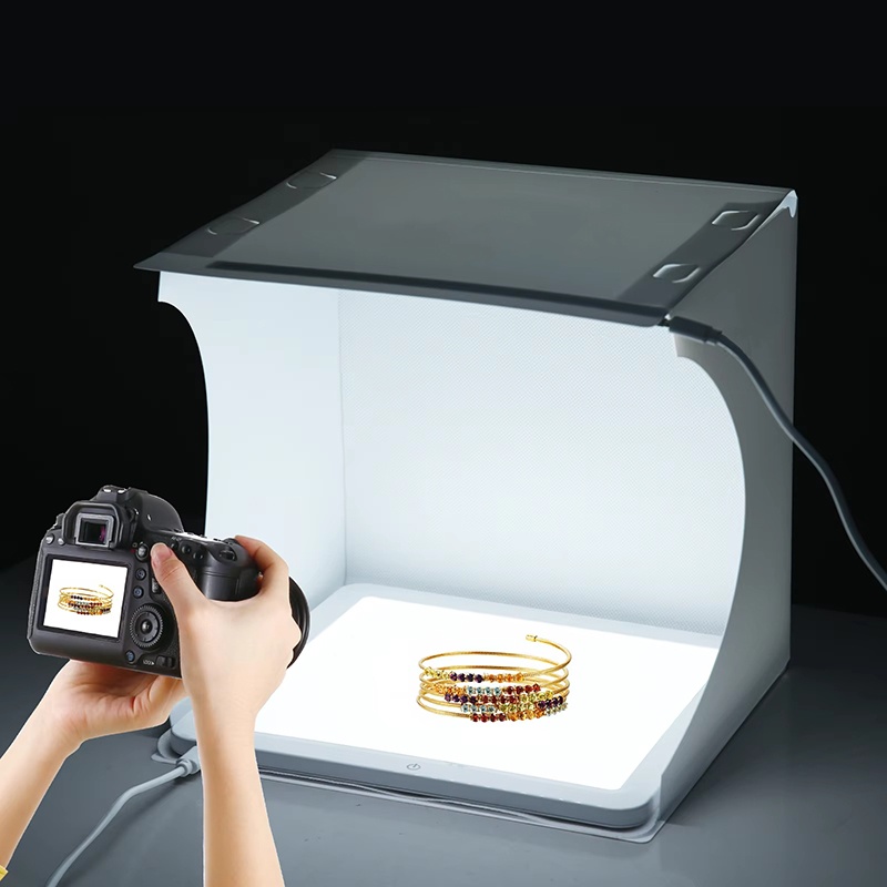 Photography Lighting Setup - 20cmポータブルフォトボックス写真撮影用折りたたみ式LEDライトルームフォトスタジオライトテントソフトボックス、6色背景付き、デジタル一眼レフカメラ用