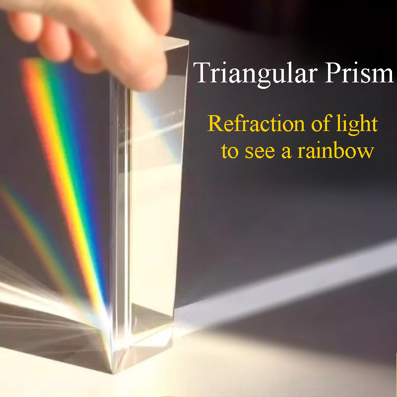 Photography Lighting Triangle - 1PC レインボー三角プリズム K9 クリスタル光学ガラス光検査反射実験教育写真撮影ギフトボックス付き
