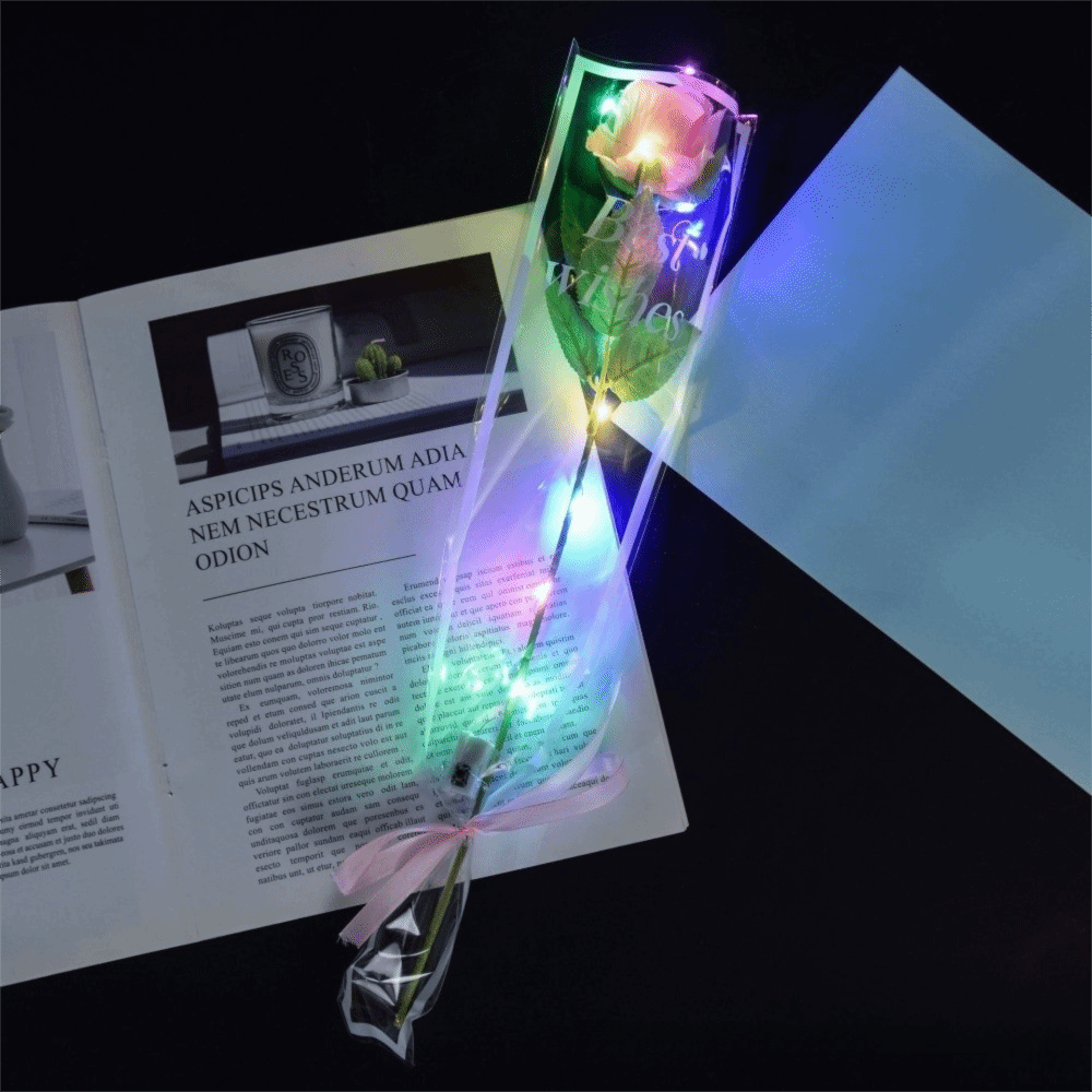 光る人工バラの花 LED ライトカラフルな模擬バラの花束写真 - Photography Lighting Simulation のレビューと価格