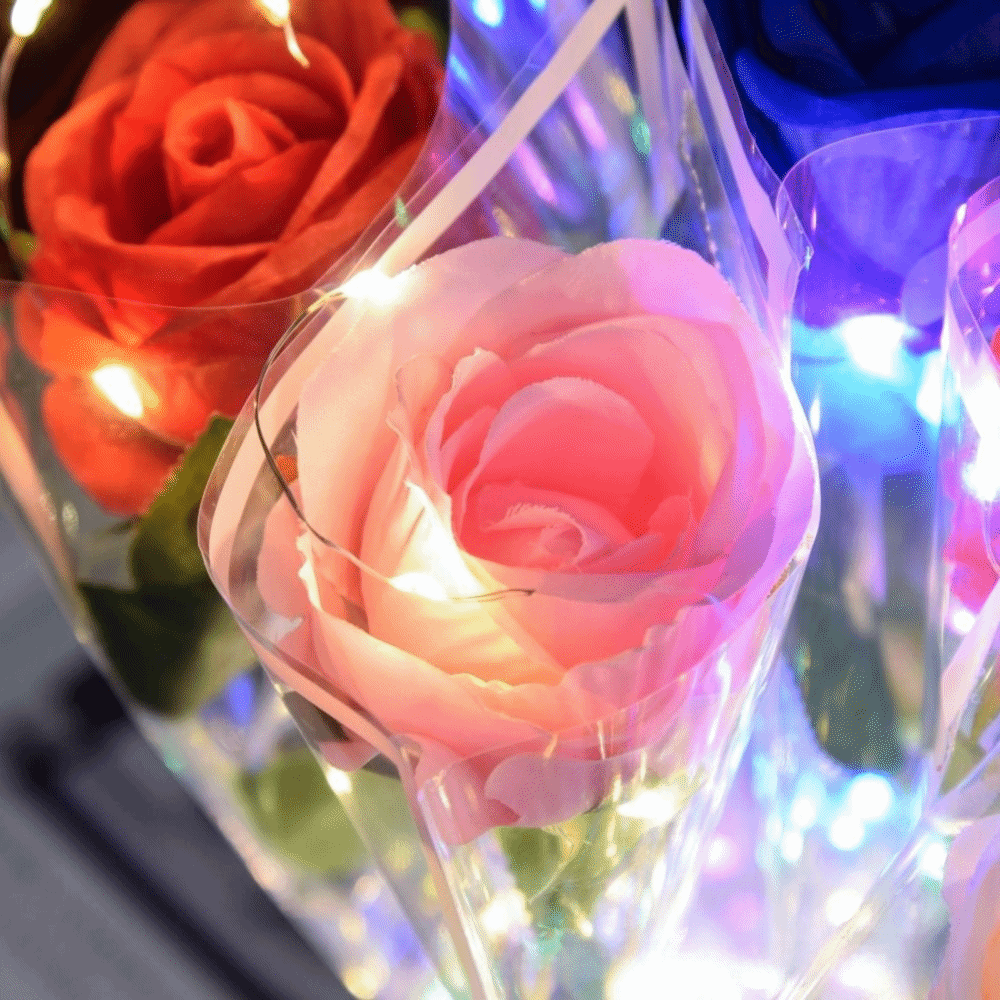 光る人工バラの花 LED ライトカラフルな模擬バラの花束写真 - Photography Lighting Simulation のレビューと価格