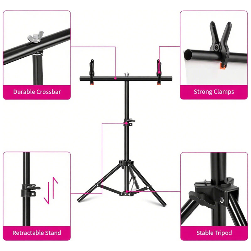 T字型写真撮影用背景スタンド 幅19.6インチ 小型T字型サ - Photography Lighting Setup のレビューと価格
