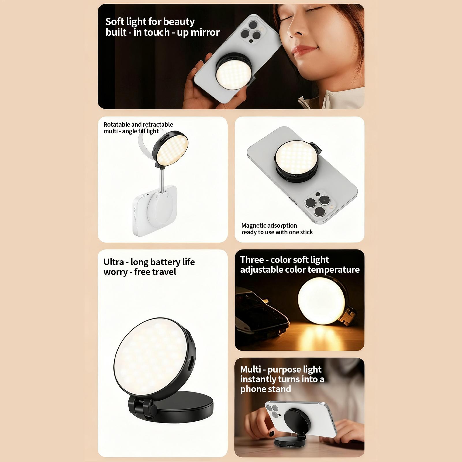 電話ライト磁気ライブストリーミングランプポータブル自撮りライ - Photography Lighting Home のレビューと価格