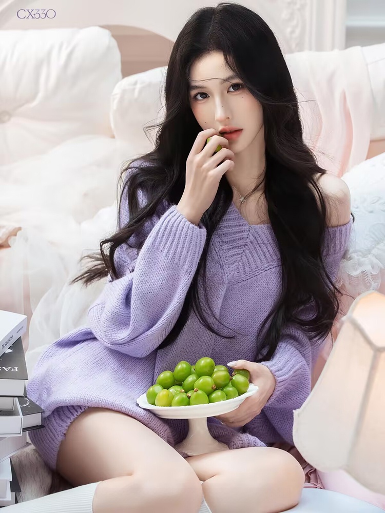 秋冬パープルセーター酸素感ホームガールレイジースタイル甘い写 - Photography Lighting For Studio のレビューと価格